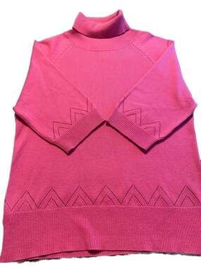 Pink Silk Blend Turtleneck Sweater Size M Resort Retro Barbie Core Girlhood